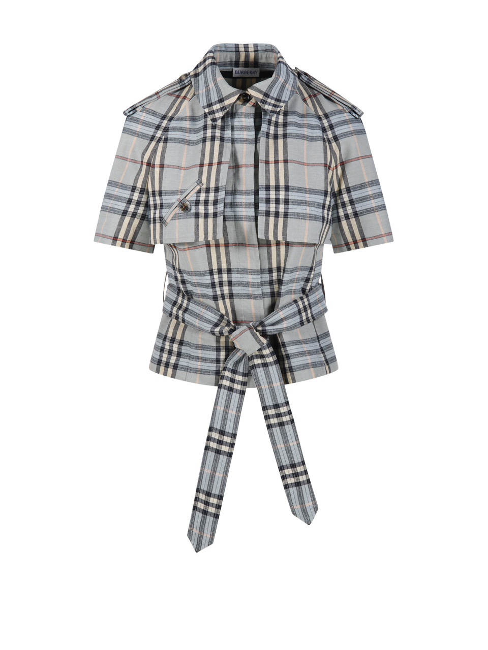 WOMAN BURBERRY BLUE LINEN LIV SHIRT