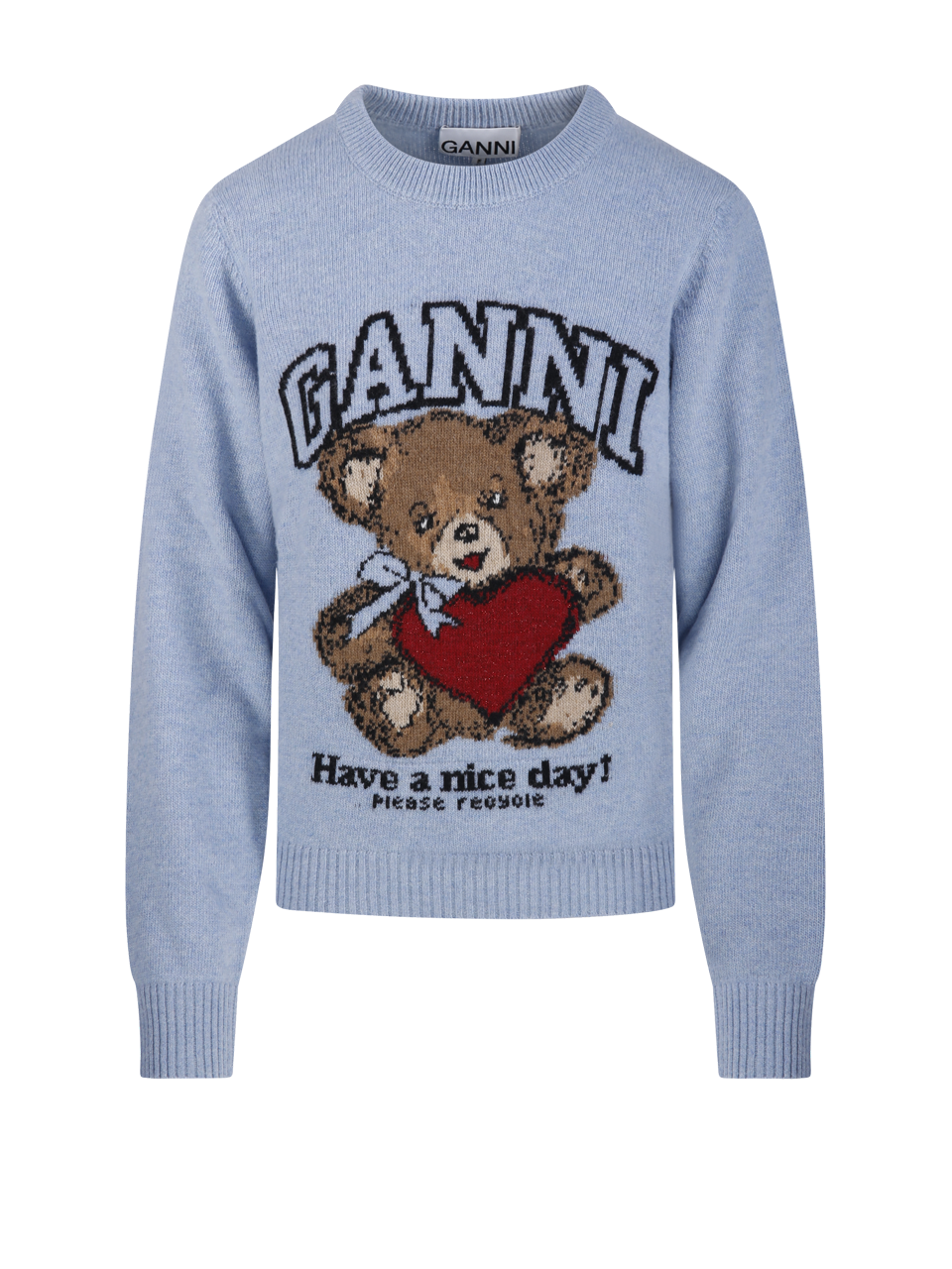 WOMAN GANNI BLUE WOOL GRAPHIC WOOL SWEATER