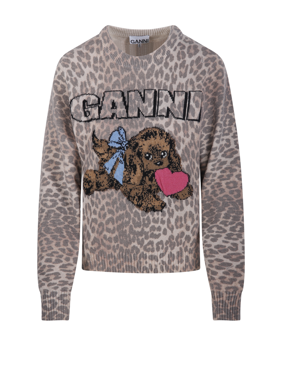 WOMAN GANNI MULTICOLOR WOOL GRAPHIC WOOL SWEATER PUPPY