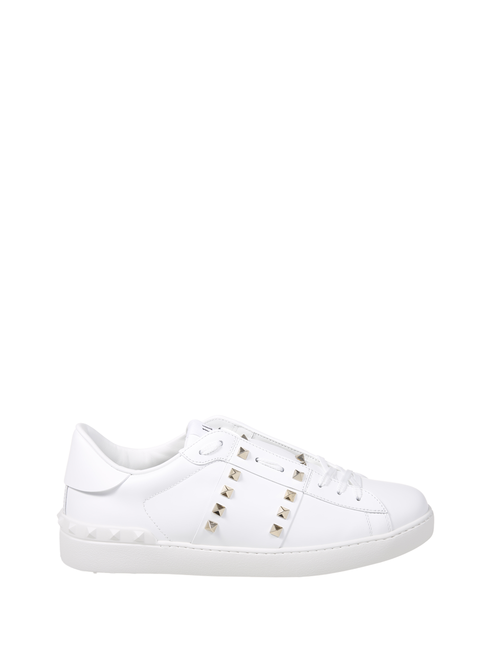 MEN VALENTINO GARAVANI WHITE CALF LEATHER SNEAKER ROCKSTUD UNTITLED