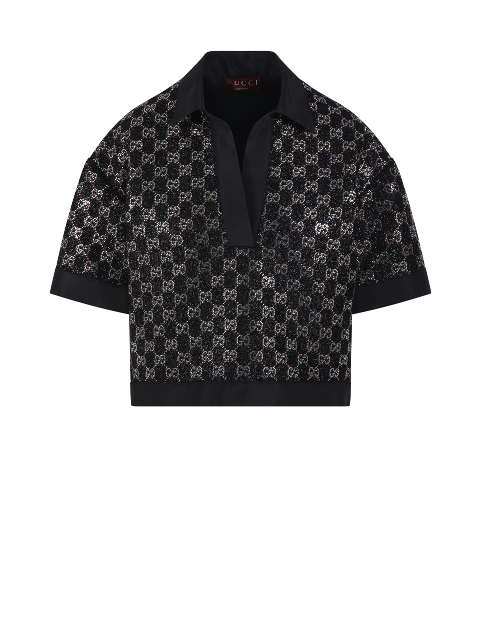 DONNA GUCCI MAGLIA IN VISCOSA NERA A MANICHE CORTE