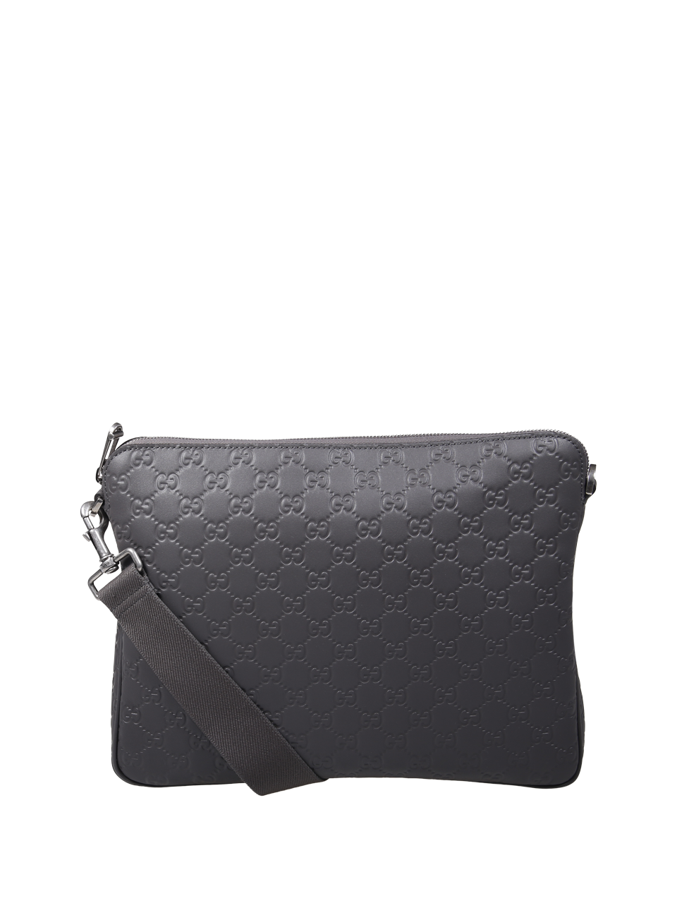 UOMO GUCCI BORSA A TRACOLLA IN PELLE DI VITELLO GRIGIA 