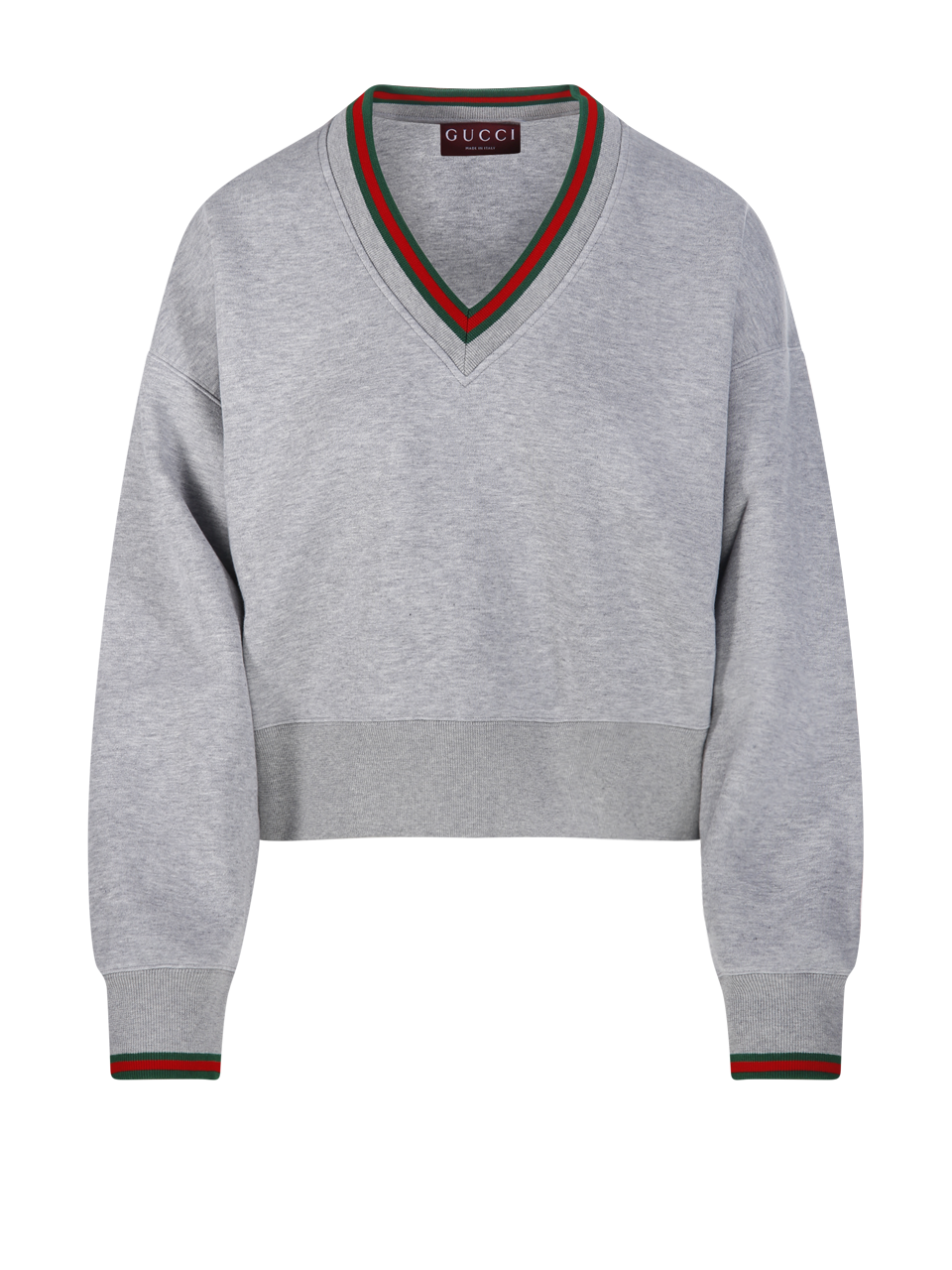 WOMAN GUCCI GREY COTTON V NECK BOXY SWEATSHIRT