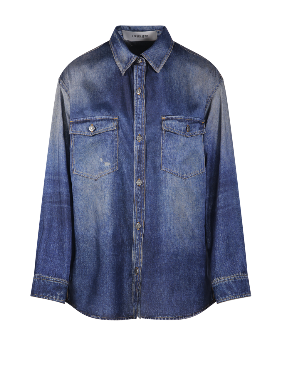 WOMAN GOLDEN GOOSE BLUE POLYESTER JOURNEY PATTY OVER SHIRT DENIME PRINT
