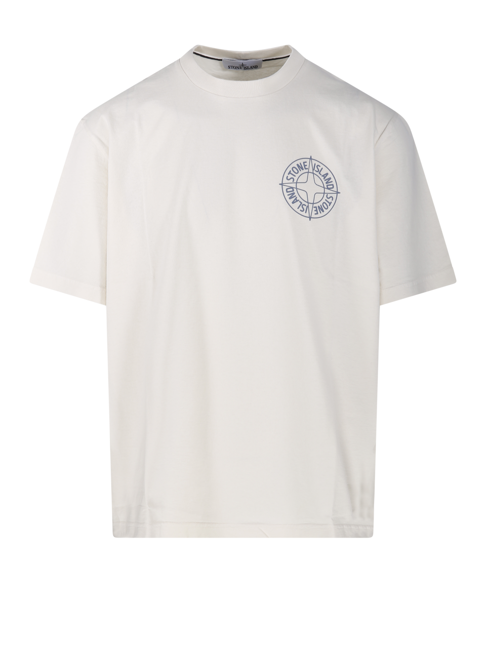 MEN STONE ISLAND WHITE COTTON SS T-SHIRT
