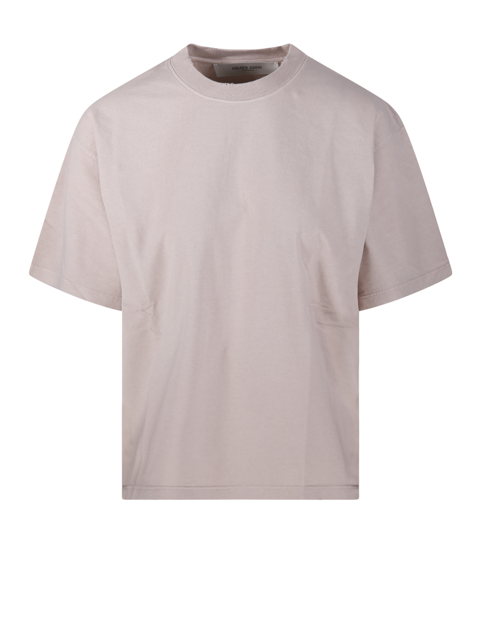 WOMAN GOLDEN GOOSE LIGHT PINK COTTON BOXI T-SHIRT LOGO PATCH