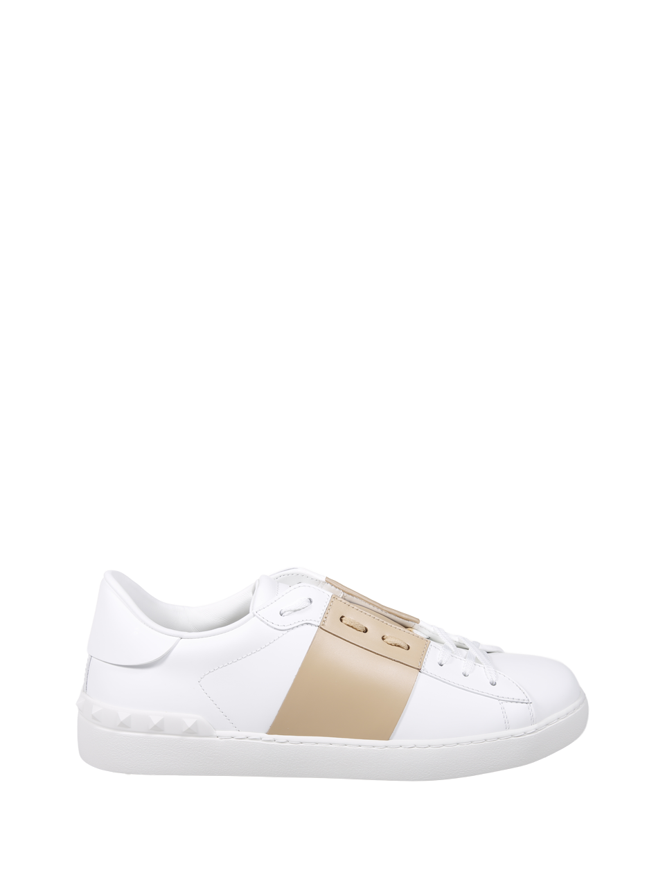 MEN VALENTINO GARAVANI WHITE CALF LEATHER OPEN SNEAKER