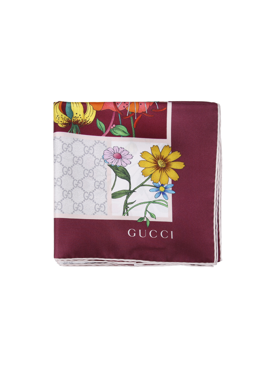 WOMAN GUCCI PINK SILK FLORA MINI BLOCKS FOULARD CARRE