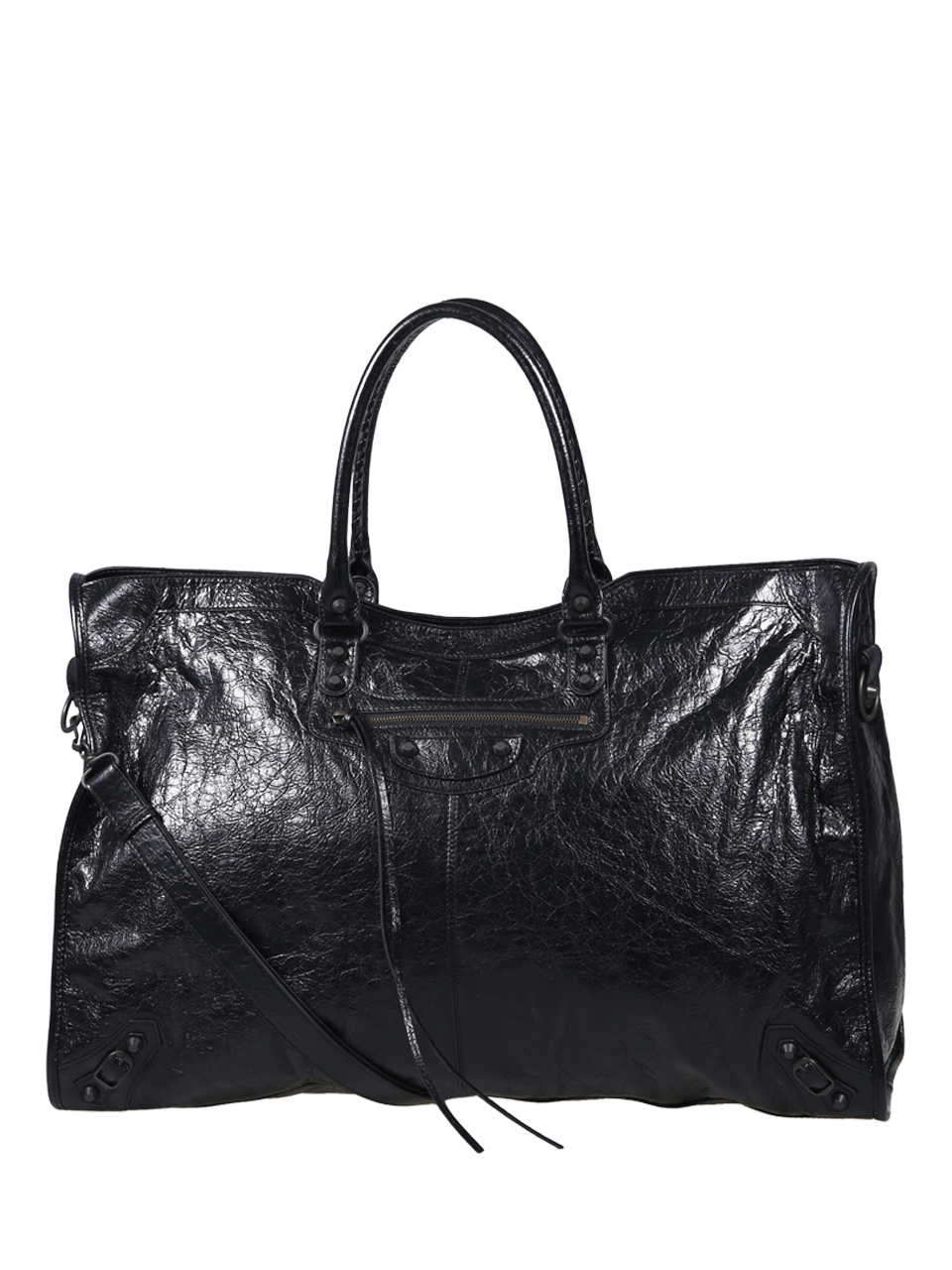 MEN BALENCIAGA BLACK LAMB LEATHER LE CITY TRAVEL BAG