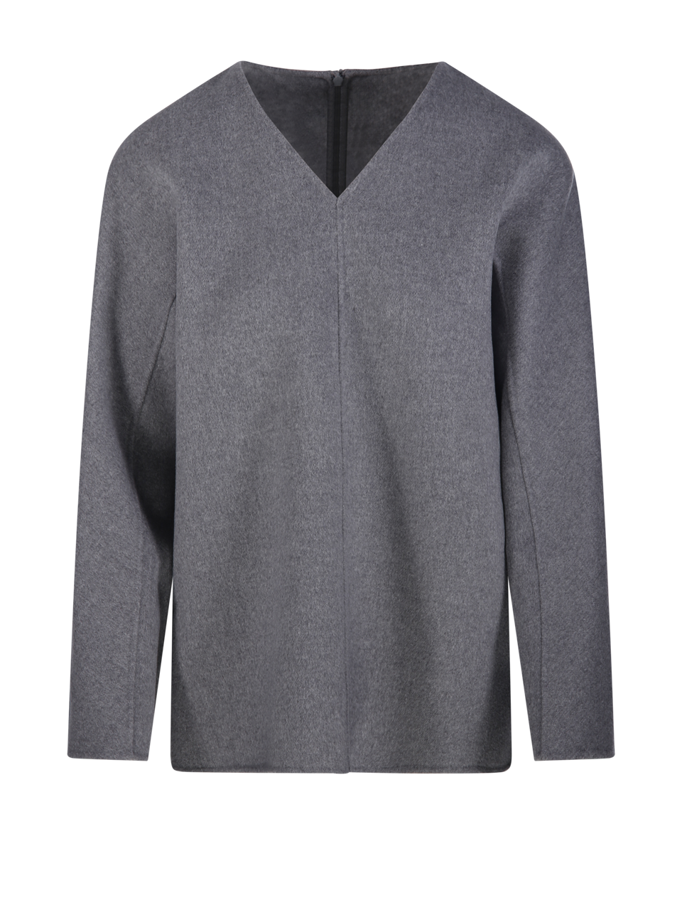 WOMAN MAXMARA S GREY VIRGIN WOOL RIVA V NECK TUNIC