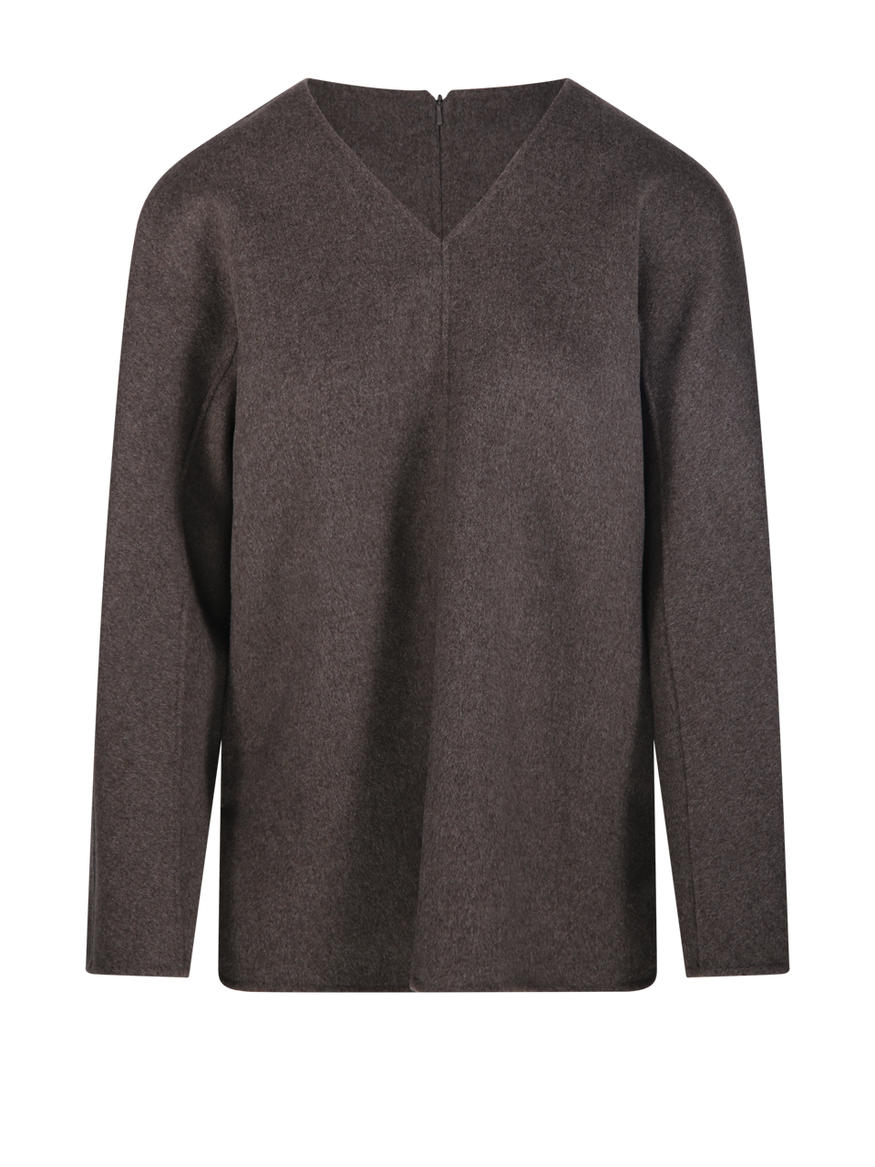 WOMAN MAXMARA S BROWN VIRGIN WOOL RIVA V NECK TUNIC