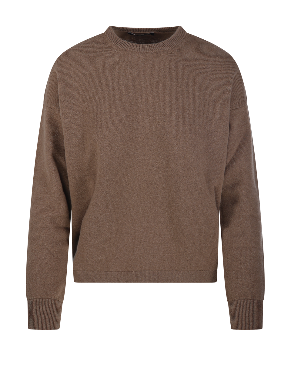 WOMAN MAXMARA S BROWN VIRGIN WOOL NEBBIE ROUND NECK SWEATER