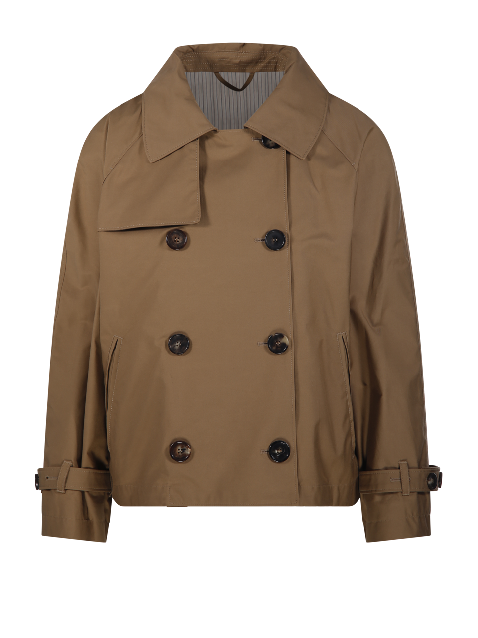 WOMAN MAXMARA THE CUBE BROWN COTTON TESORO SHORT TRENCH