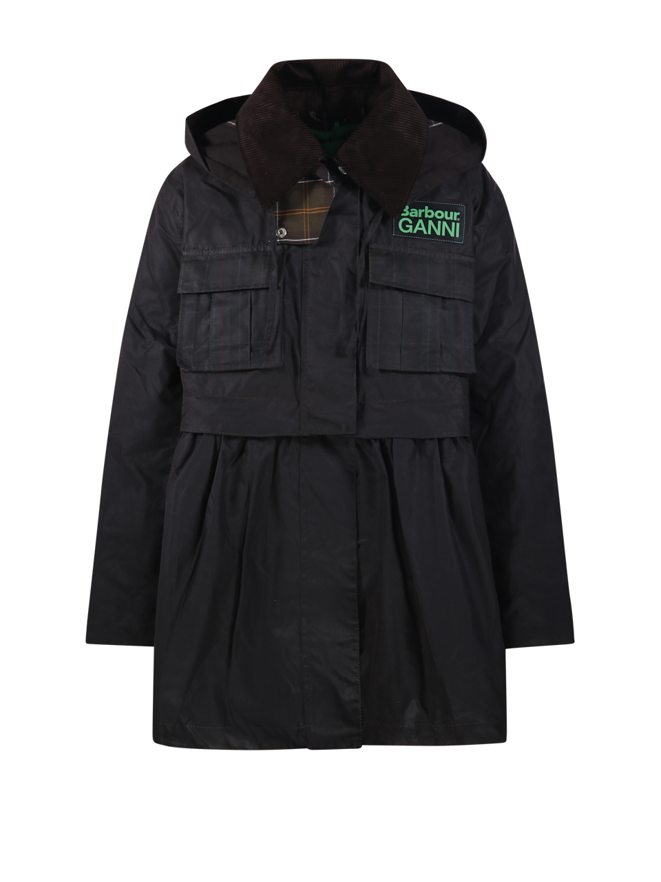 DONNA BARBOUR X GANNI CAPPOTTO IN COTONE CERATO BLU