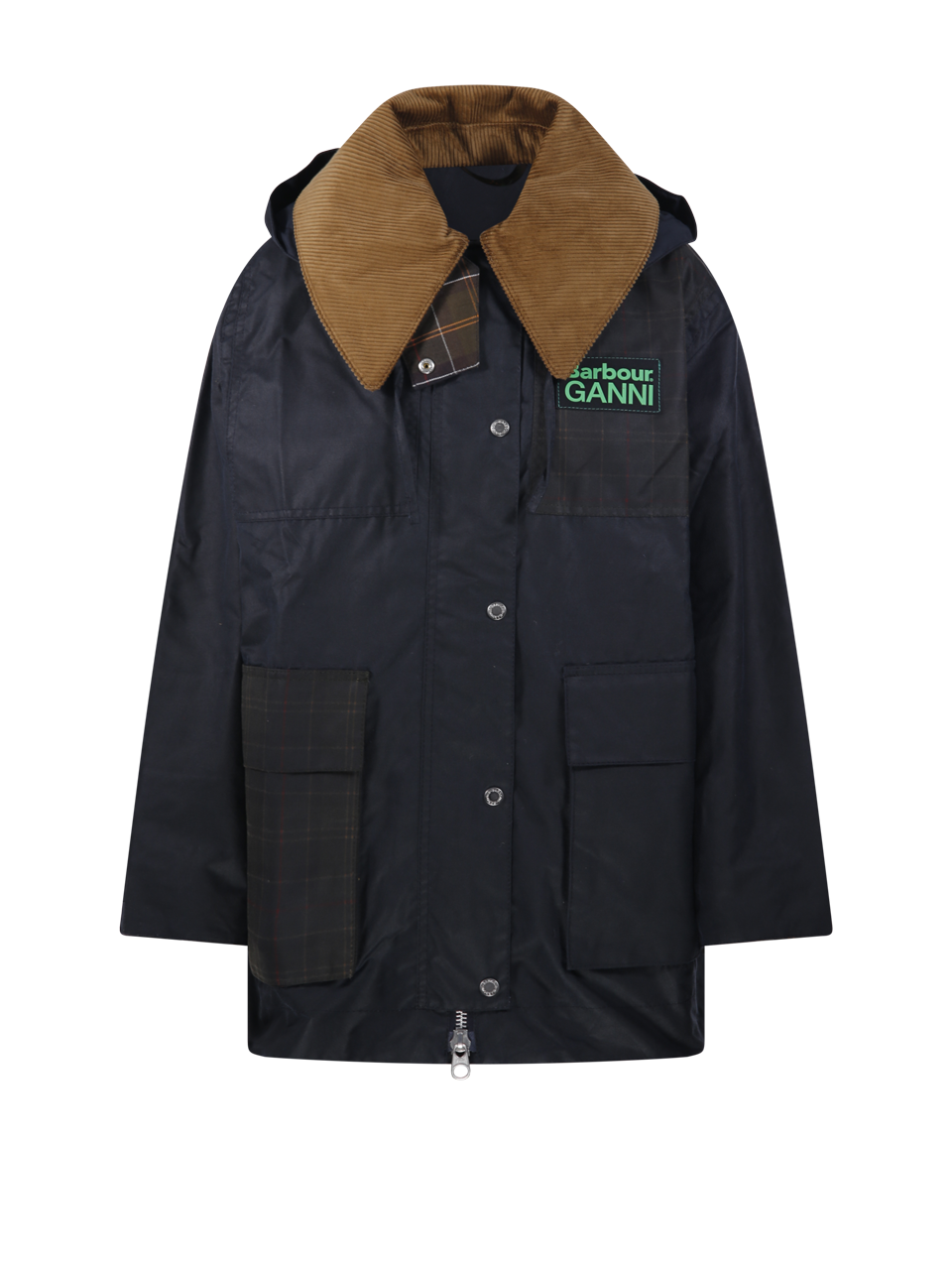 WOMAN BARBOUR X GANNI BLUE WAXED COTTON COAT