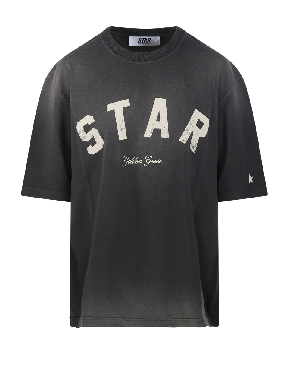 WOMAN GOLDEN GOOSE BLACK COTTON STAR RELAXED FIT T-SHIRT