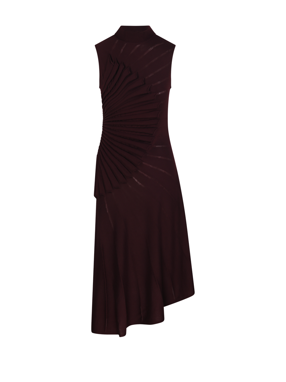 WOMAN ALAIA BORDEAUX VIRGIN WOOL SCUPTING DRESS