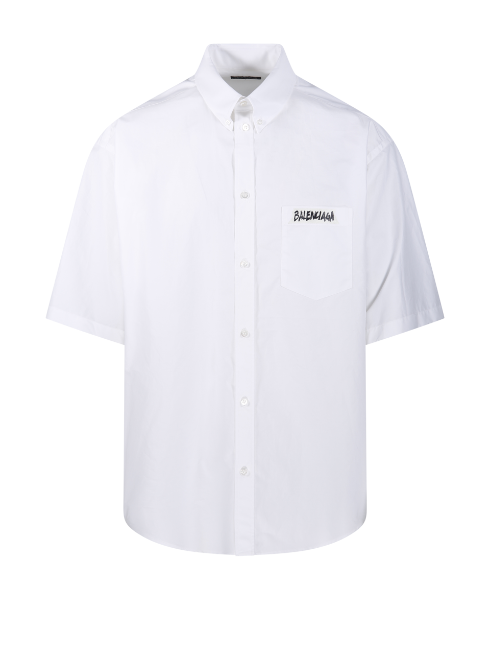 MEN BALENCIAGA WHITE COTTON S/S LARGE FIT SHIRT