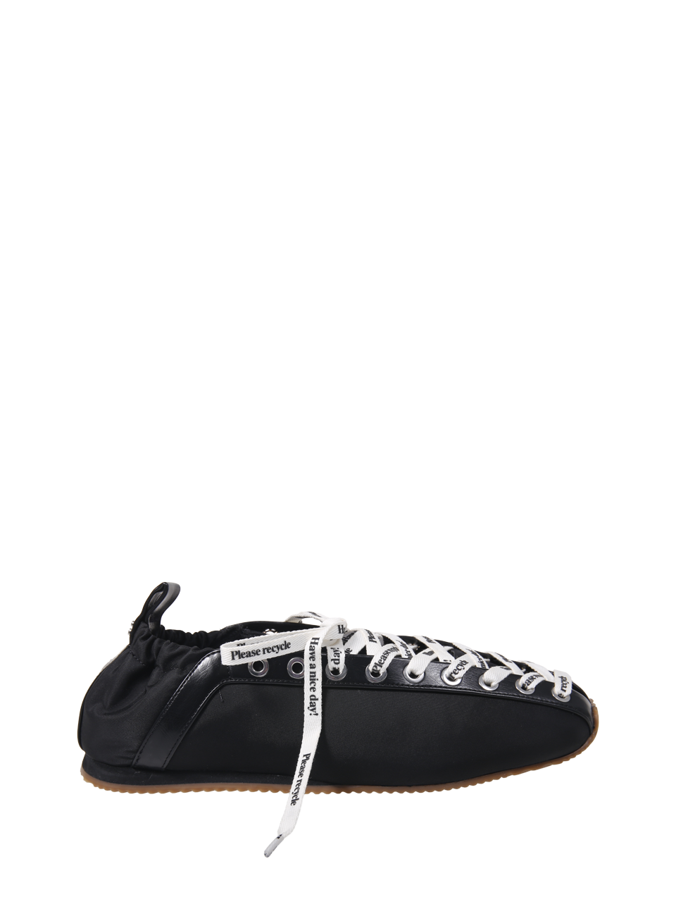 WOMAN GANNI BLACK RECYCLED POLYAMIDE LACE UP SPORTY BALLERINA NYLON