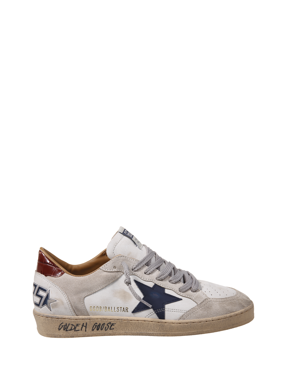 MEN GOLDEN GOOSE WHITE LEATHER BALLSTAR SNEAKERS 