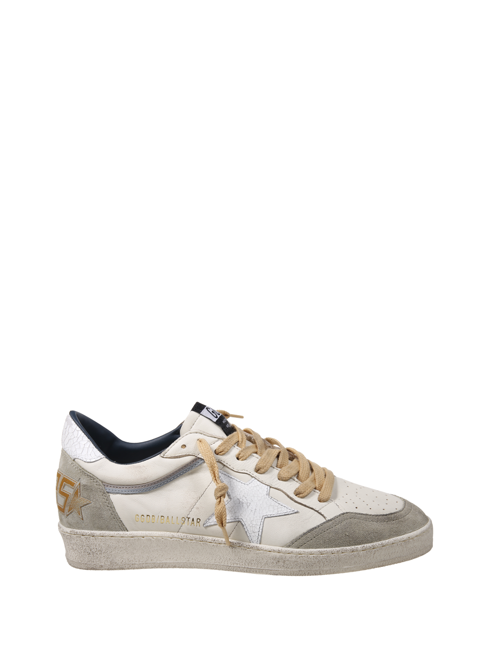 MEN GOLDEN GOOSE WHITE LEATHER BALLSTAR SNEAKERS 