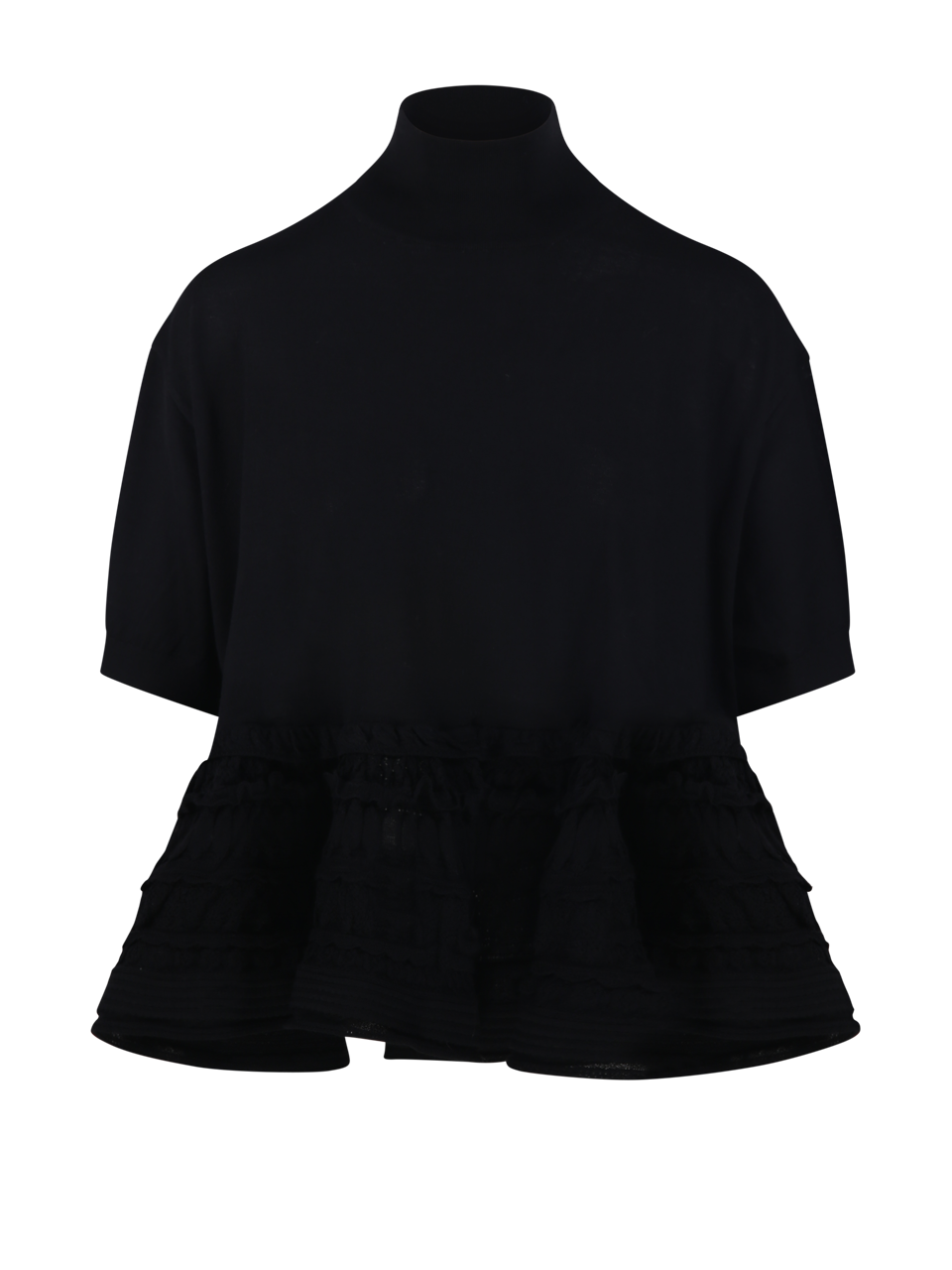 WOMAN ALAIA BLACK VIRGIN WOOL PEPLUM TOP 
