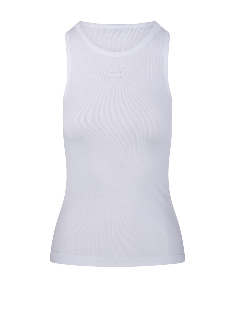 WOMAN GANNI WHITE ORGANIC COTTON SOFT COTTON RIB TANK TOP