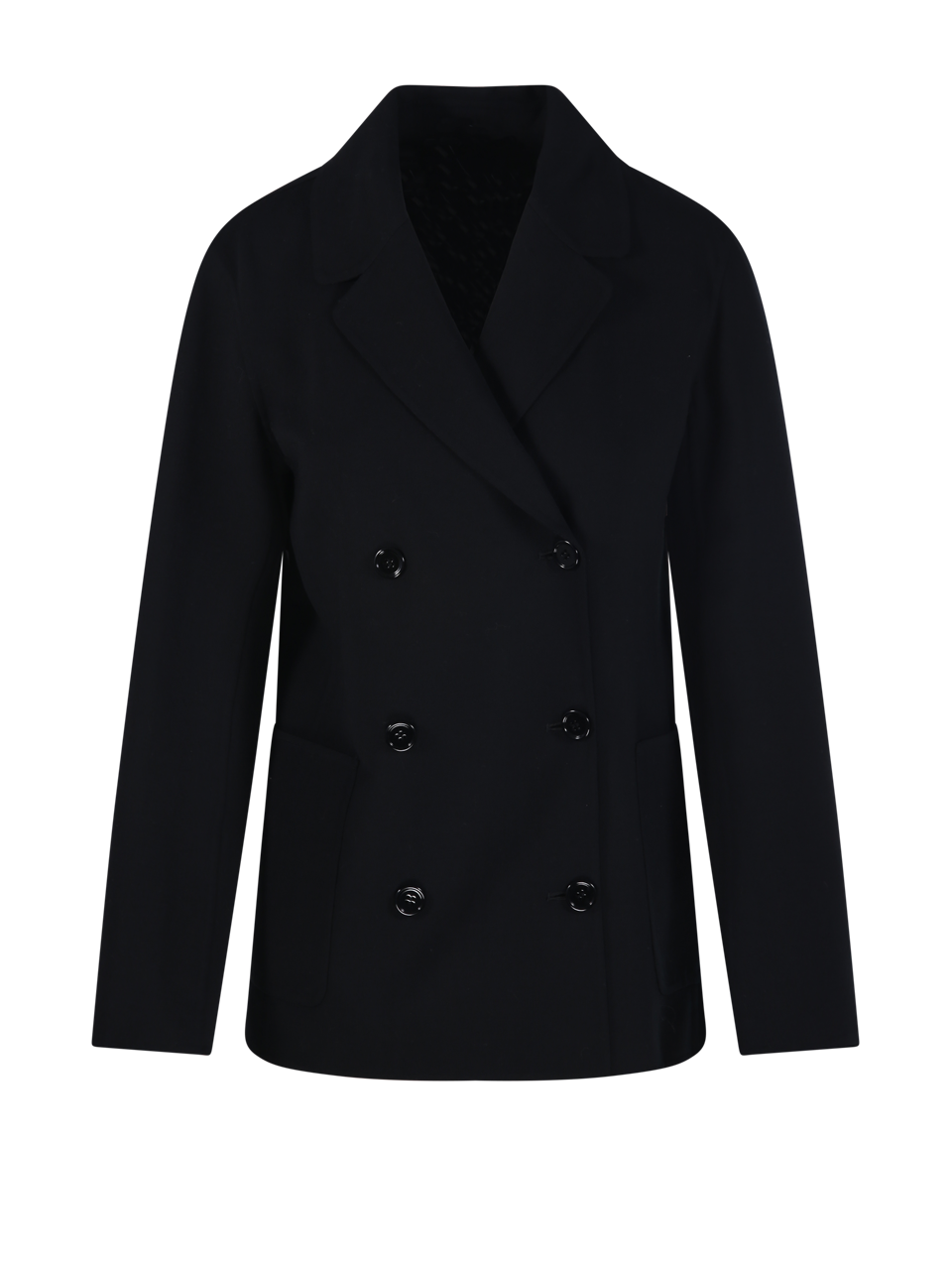 WOMAN MAXMARA S BLACK VIRGIN WOOL FIORE DOUBLE BREASTED BLAZER