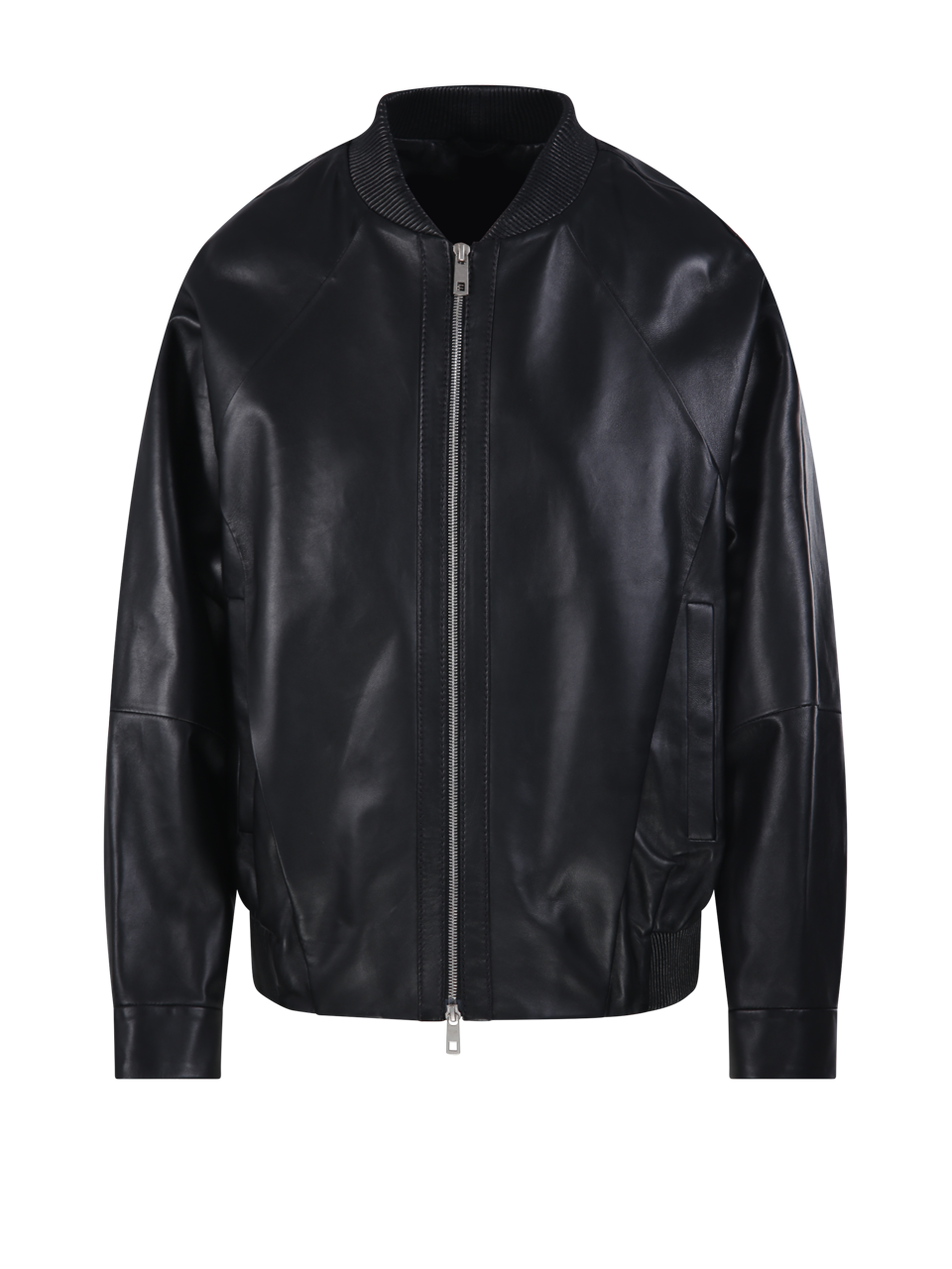 WOMAN DESA 1972 BLACK LEATHER DRAPED BOMBER OVERSIZE JACKET