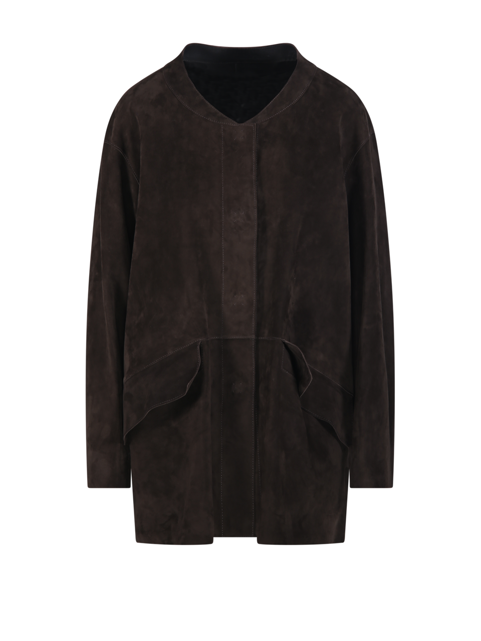 WOMAN DESA 1972 BLACK LEATHER REVERSIBLE ROUNDED JACKET