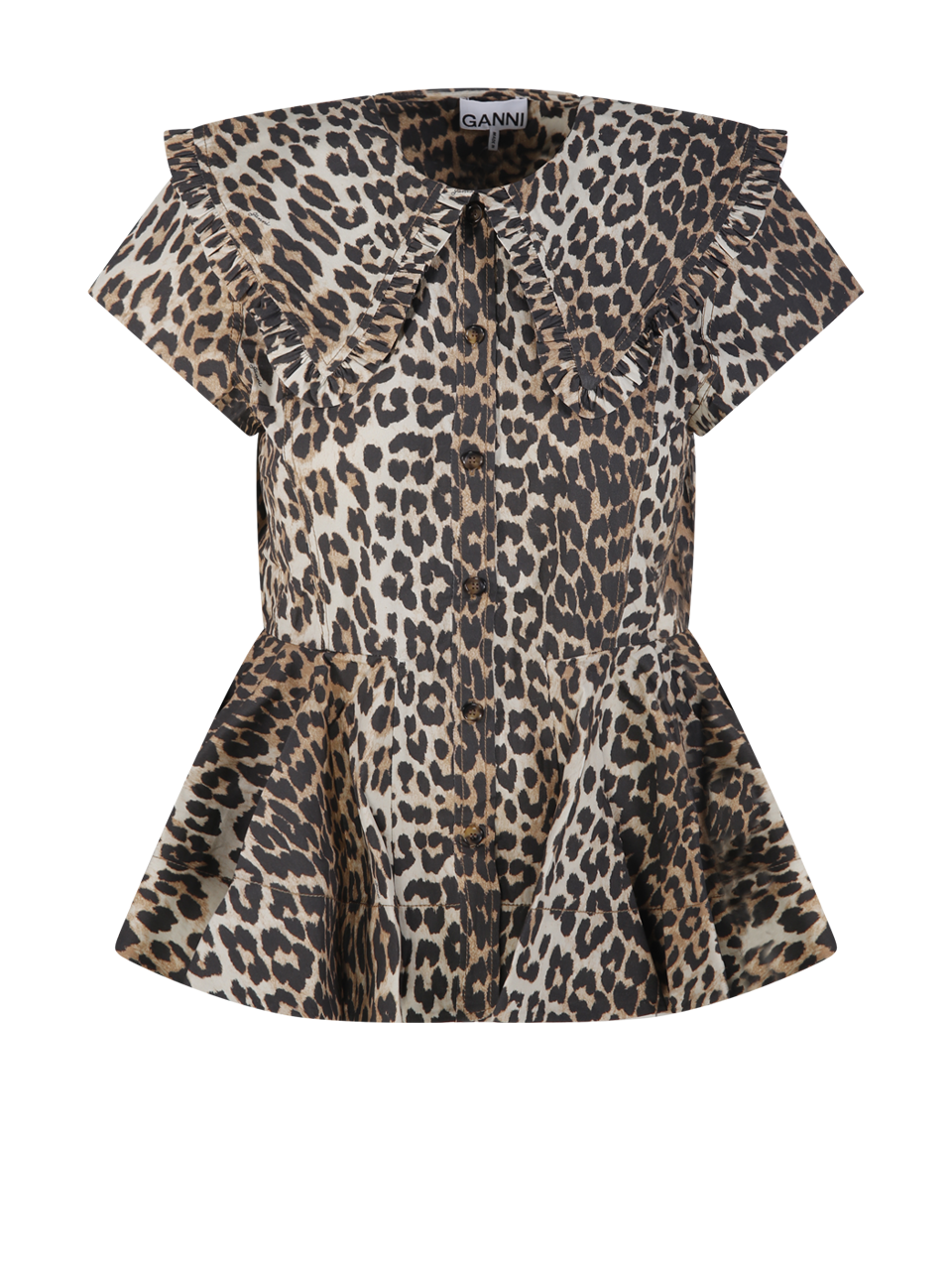 PRINTED STRETCH COTTON PETER PAN COLLAR SHIRT