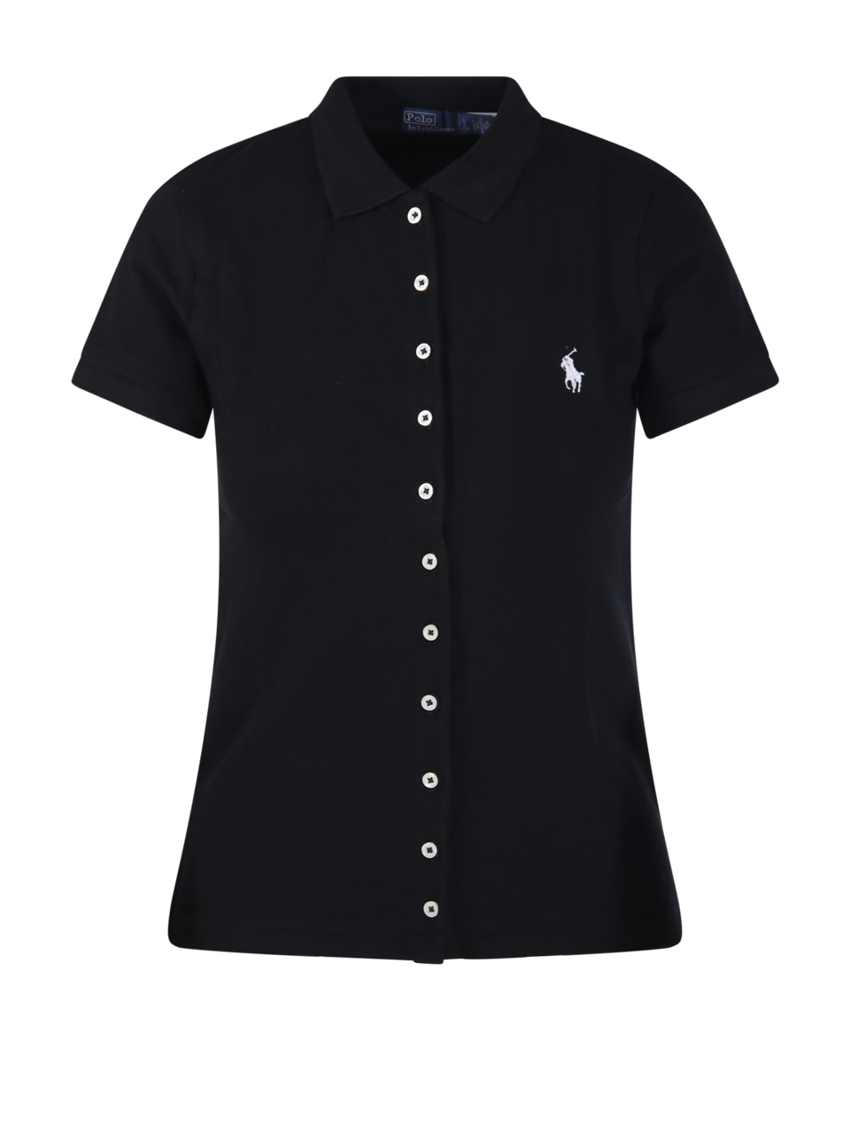 WOMAN RALPH LAUREN BLACK COTTON S/S POLO SHIRT