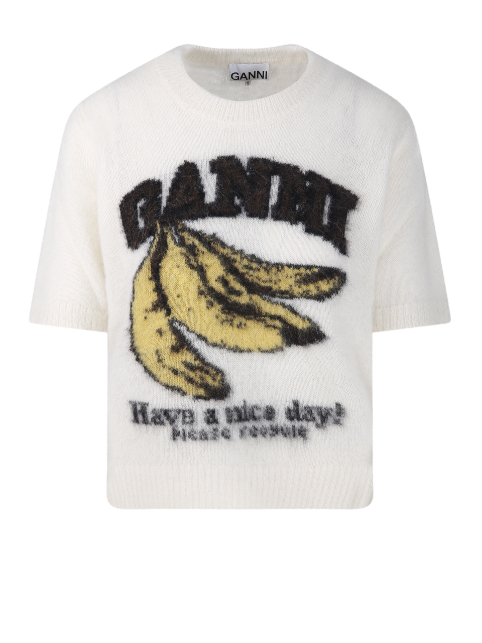 WOMAN GANNI WHITE ALPACA GRAPHIC SWEATER 