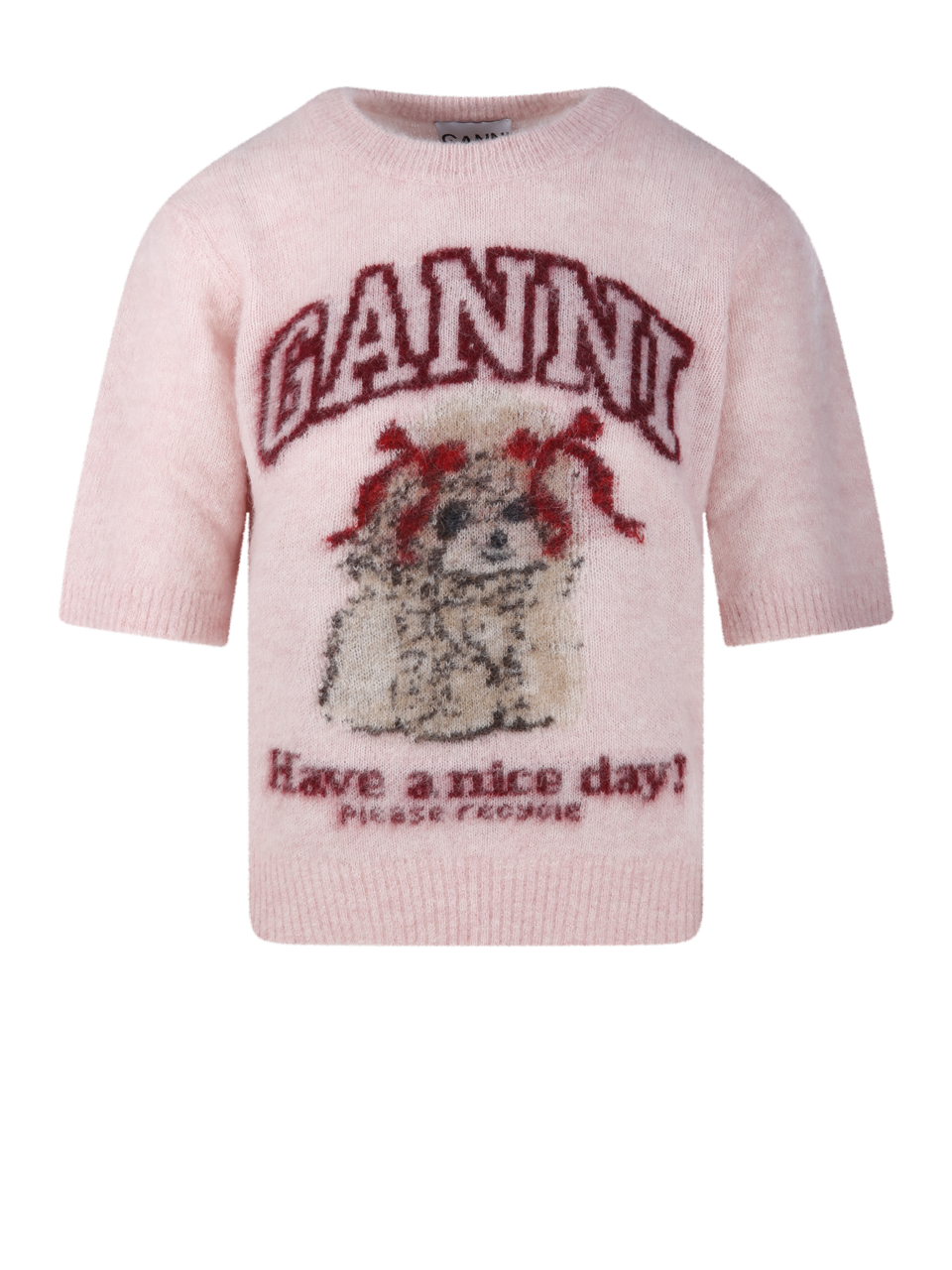 WOMAN GANNI PINK ALPACA GRAPHIC SWEATER 