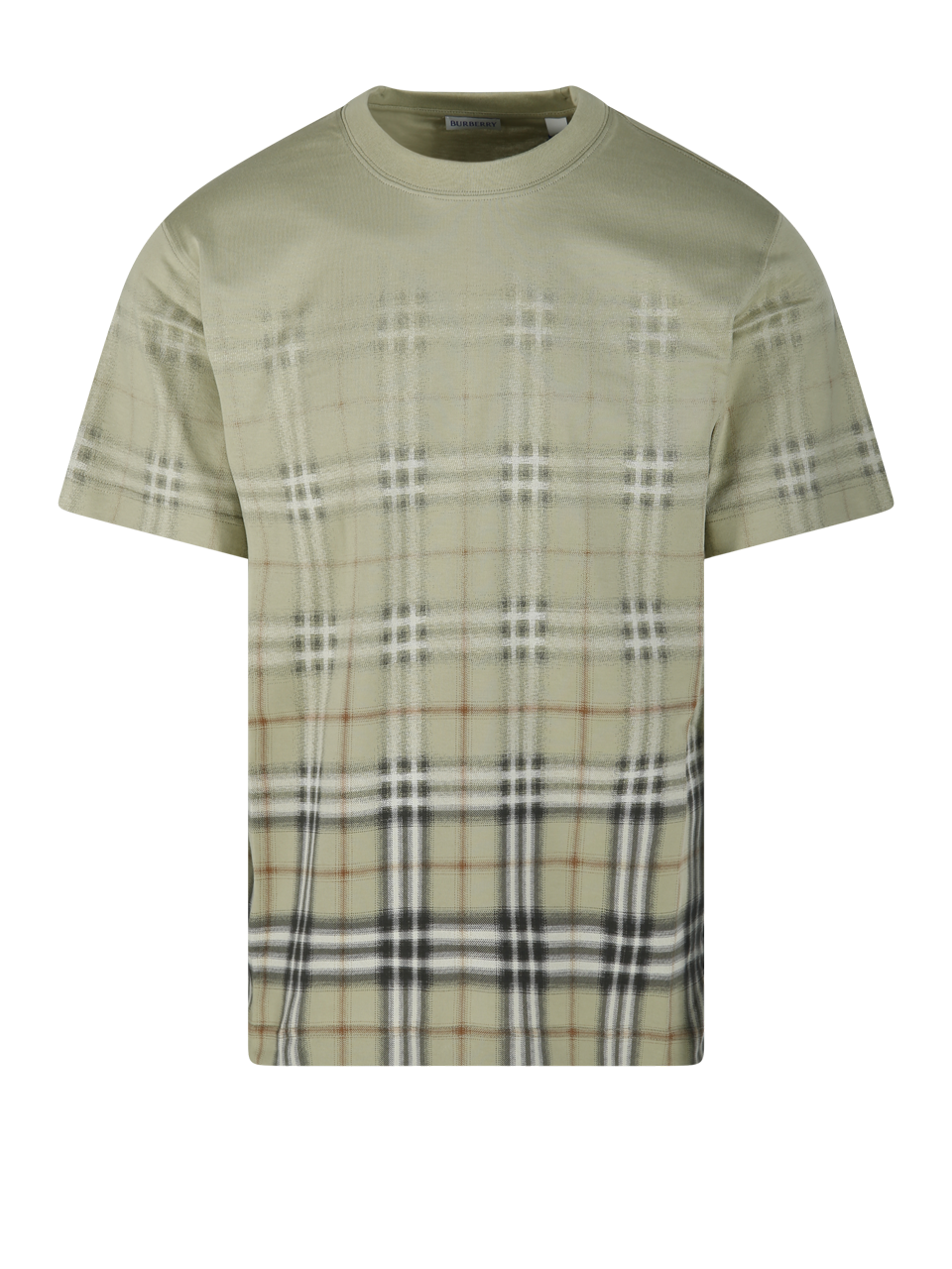 MEN BURBERRY GREEN COTTON RYAN DEG CHK T-SHIRT