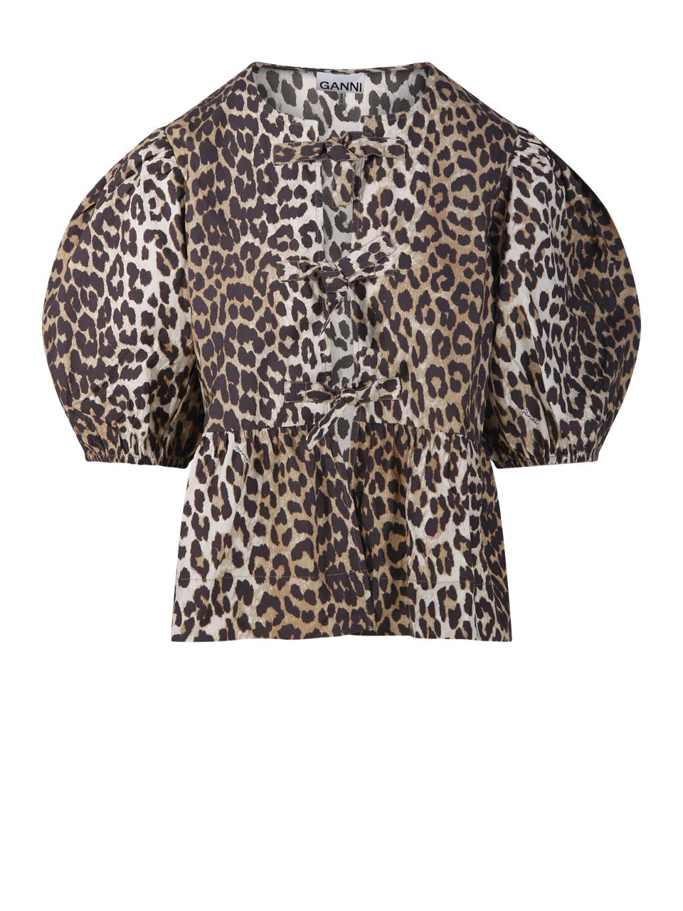 WOMAN GANNI MULTICOLOR ORGANIC COTTON PRINTED PEPLUM BLOUSE