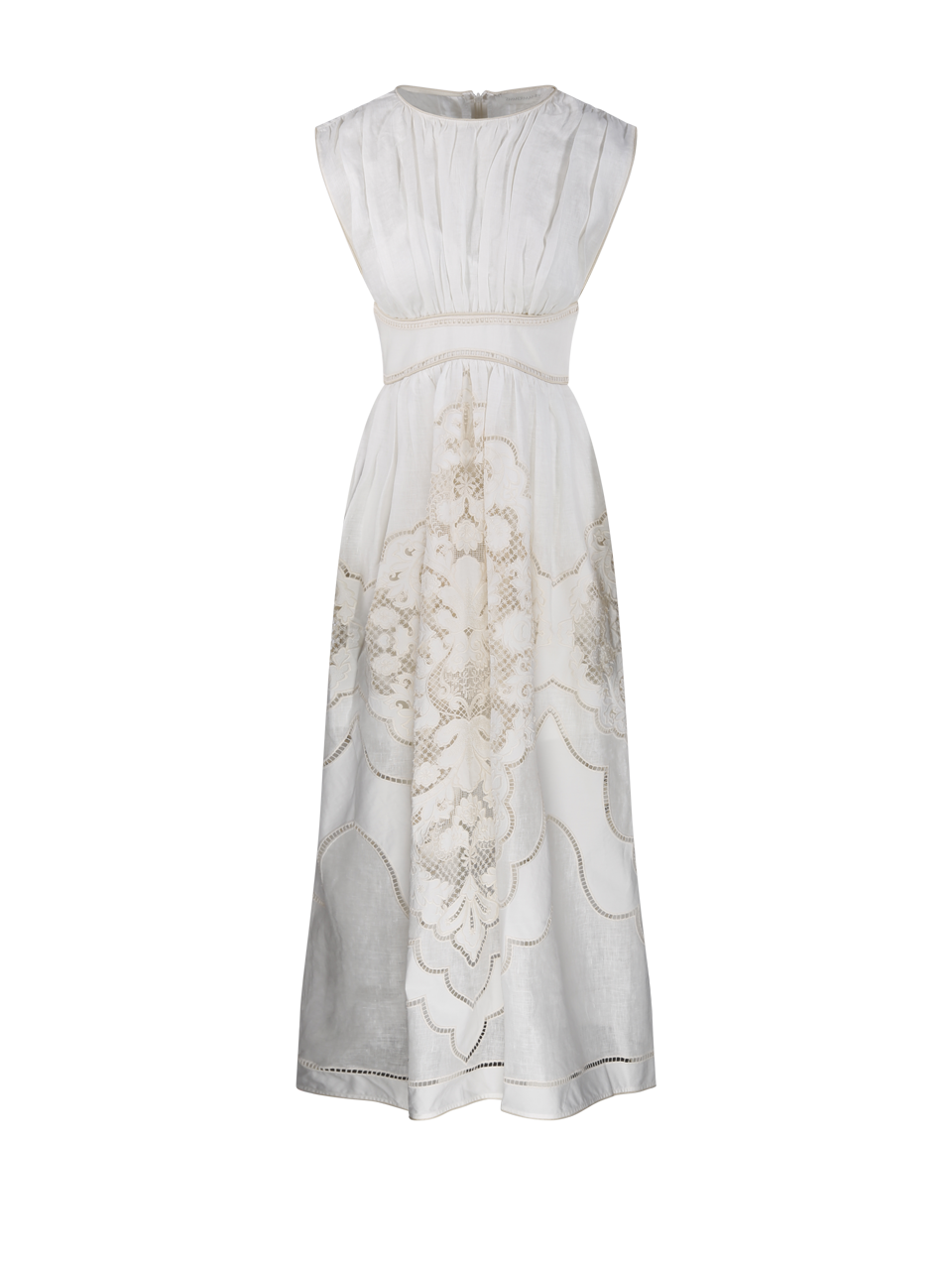 WOMAN ZIMMERMANN WHITE LINEN DAYLIGHT WAISTED DRESS