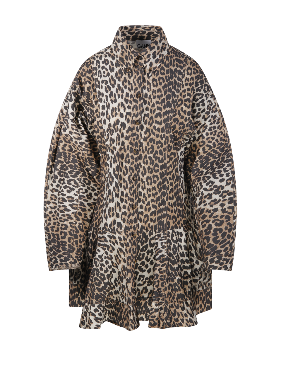 WOMAN GANNI MULTICOLOR ORGANIC COTTON PRINTED STRETCH MINI SHIRT DRESS