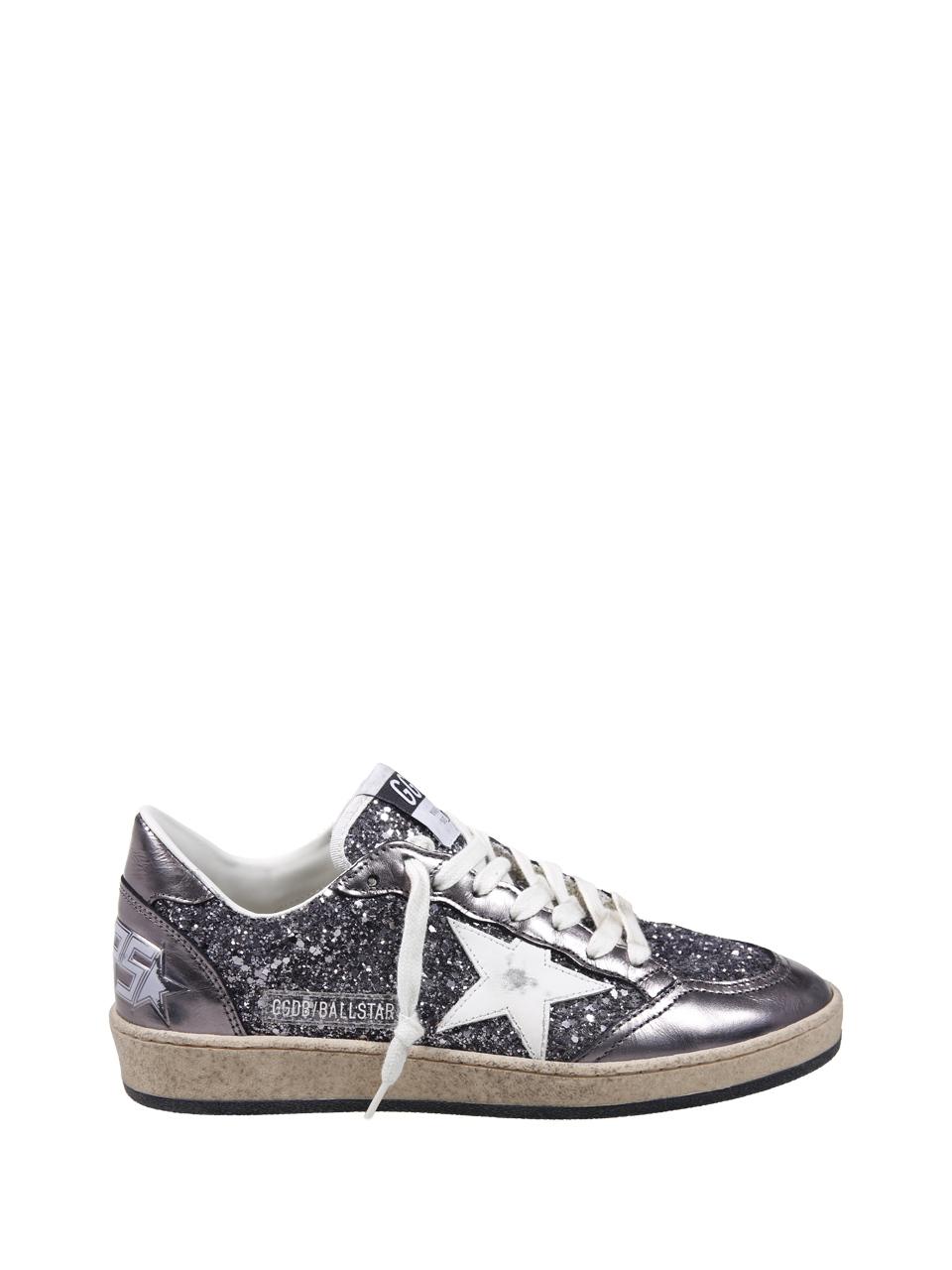 WOMAN GOLDEN GOOSE GREY LEATHER BALLSTAR SNEAKER  