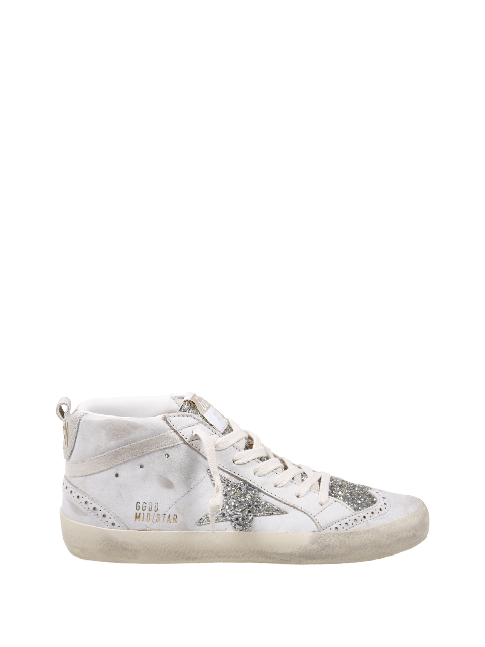WOMAN GOLDEN GOOSE WHITE LEATHER MID STARSNEAKERS 