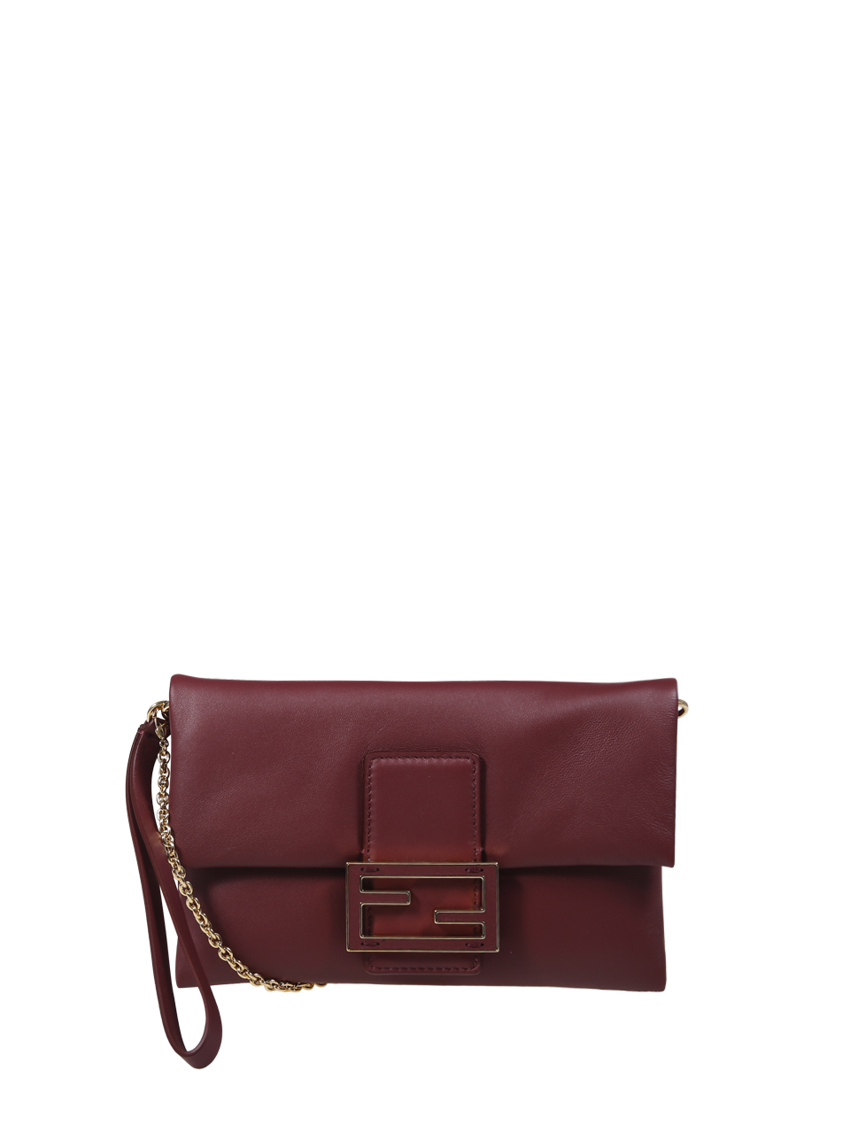 WOMAN FENDI RED LEATHER MAMMA BAGUETTE POUCH