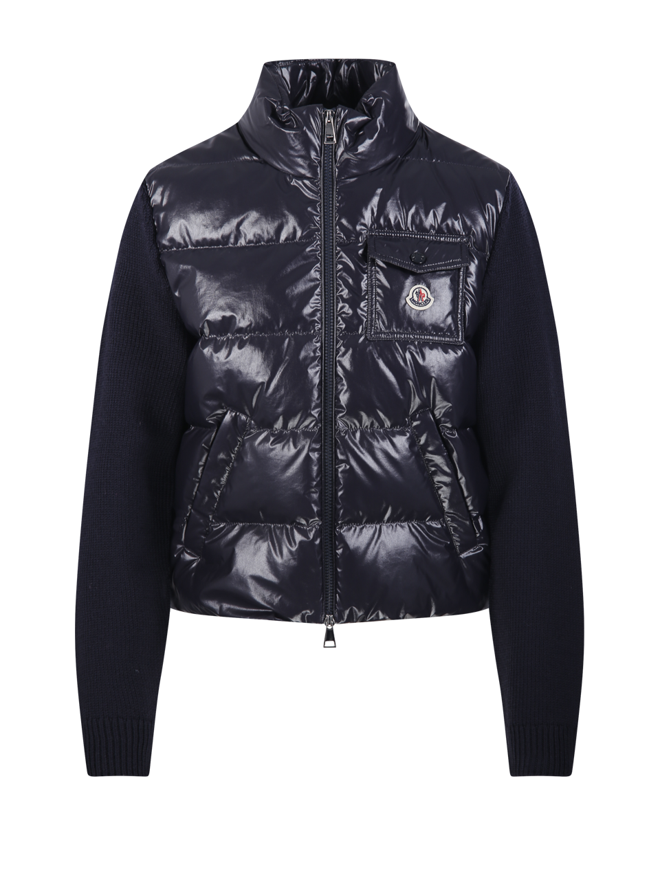 WOMAN MONCLER BLUE VIRGIN WOOL CARDIGAN