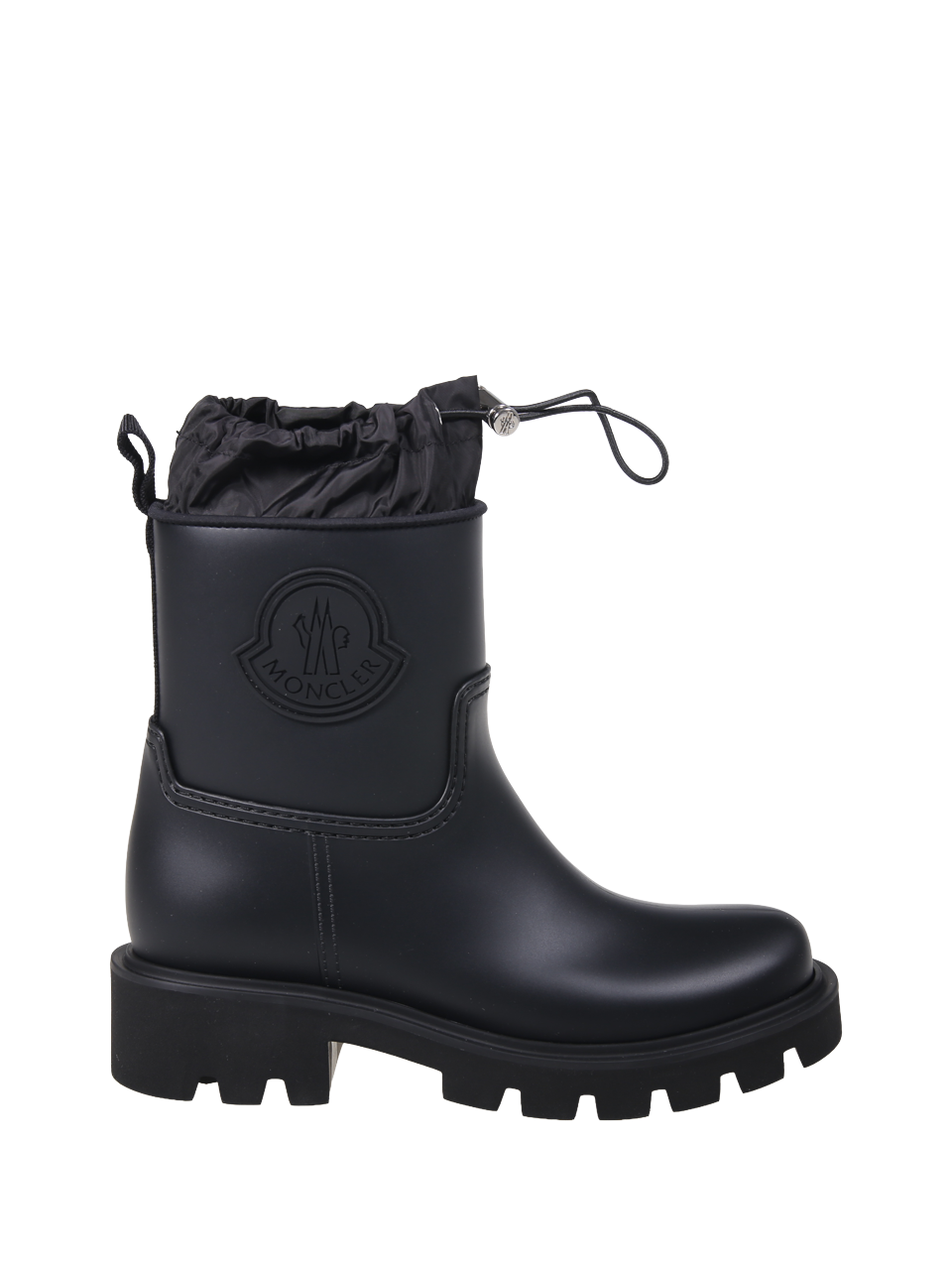 WOMAN MONCLER BLACK PVC KICKSTREAM RAIN BOOTS