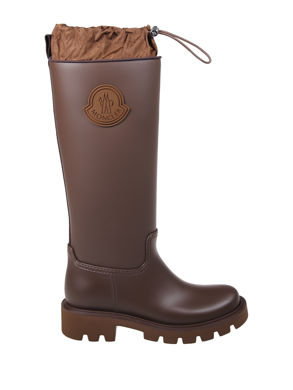 WOMAN MONCLER BROWN PVC KICKSTREAM HIGH RAIN BOOTS