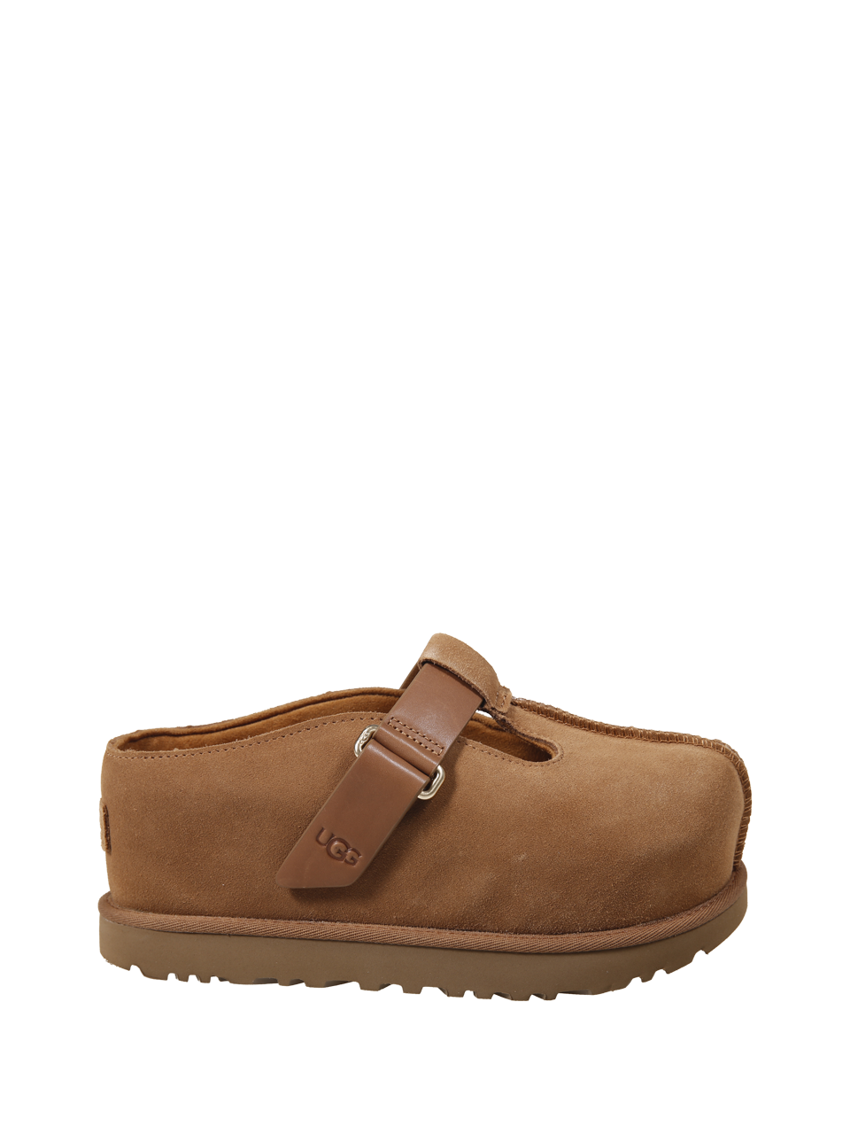 WOMAN UGG BROWN LEATHER GOLDENSTAR HI CLOG MULE