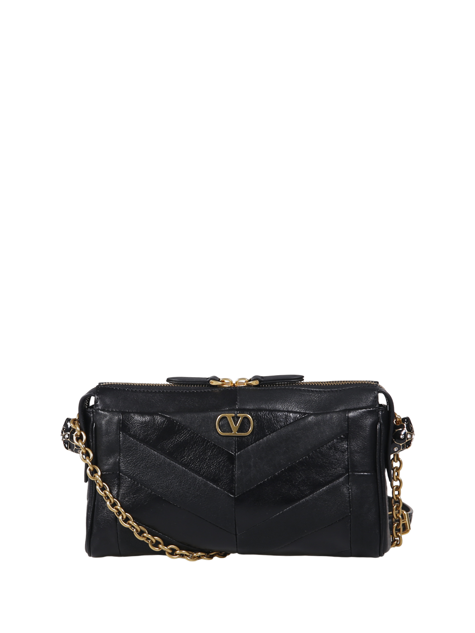 WOMAN VALENTINO GARAVANI BLACK LAMB LEATHER SMALL SHOULDER BAG PANTHEA