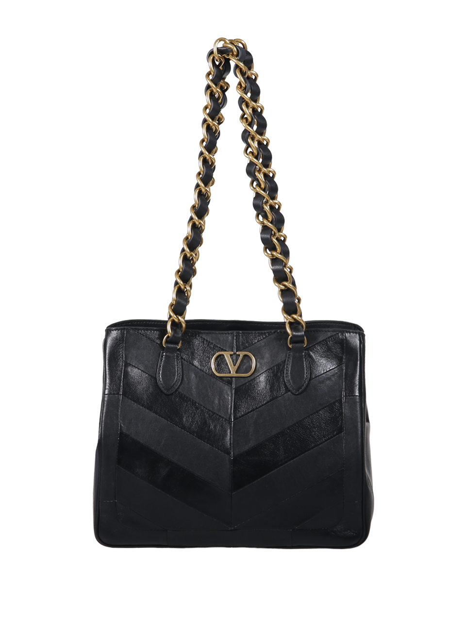 WOMAN VALENTINO GARAVANI BLACK LAMB LEATHER SMALL TOTE LASEINE