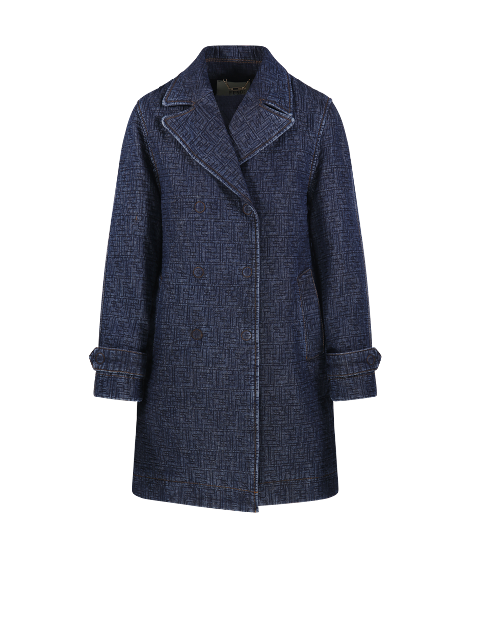 WOMAN FENDI BLUE COTTON PADDED JACQUARD CABAN