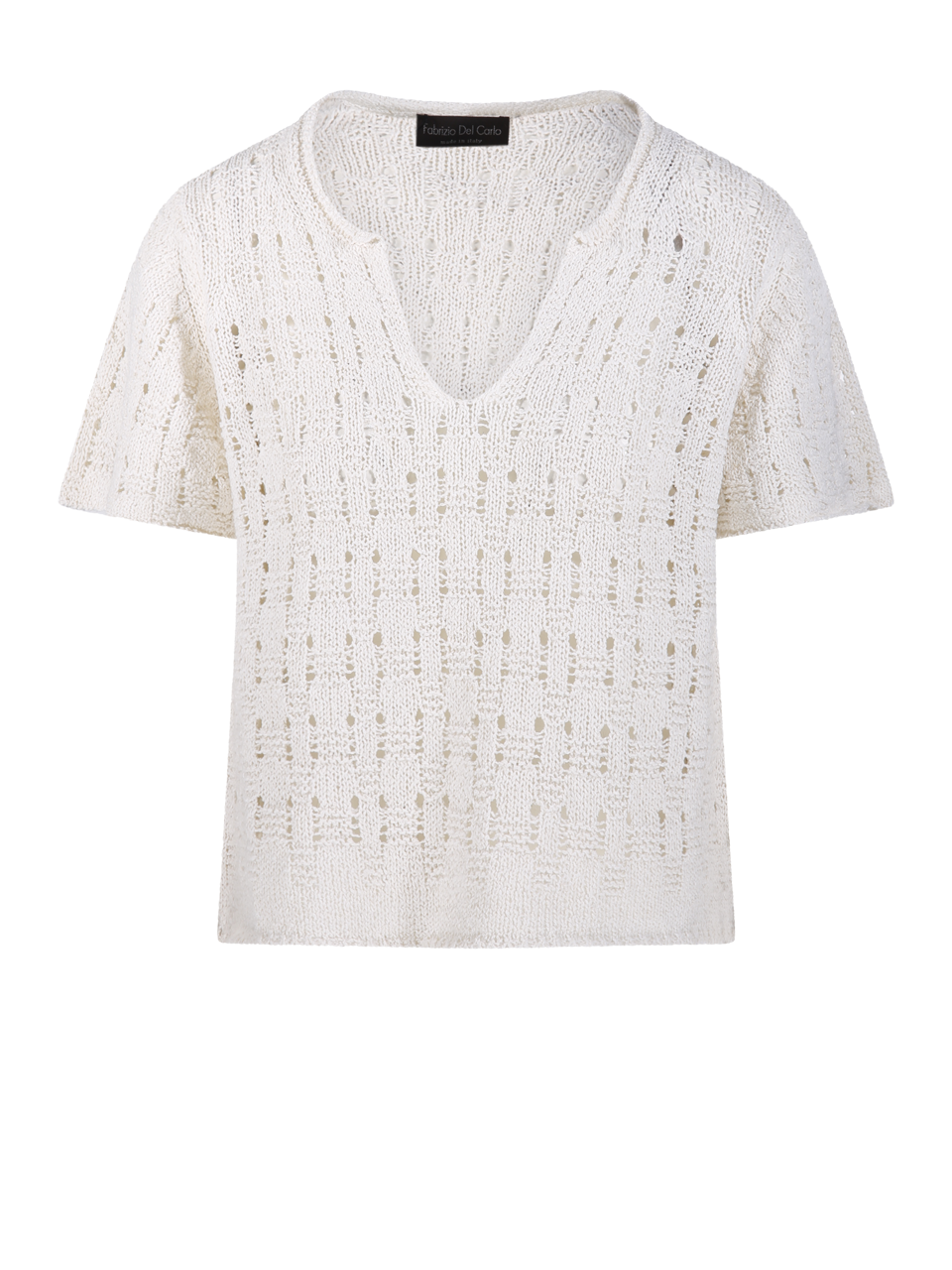 DONNA FABRIZIO DEL CARLO T-SHIRT GIROCOLLO IN SETA BIANCA