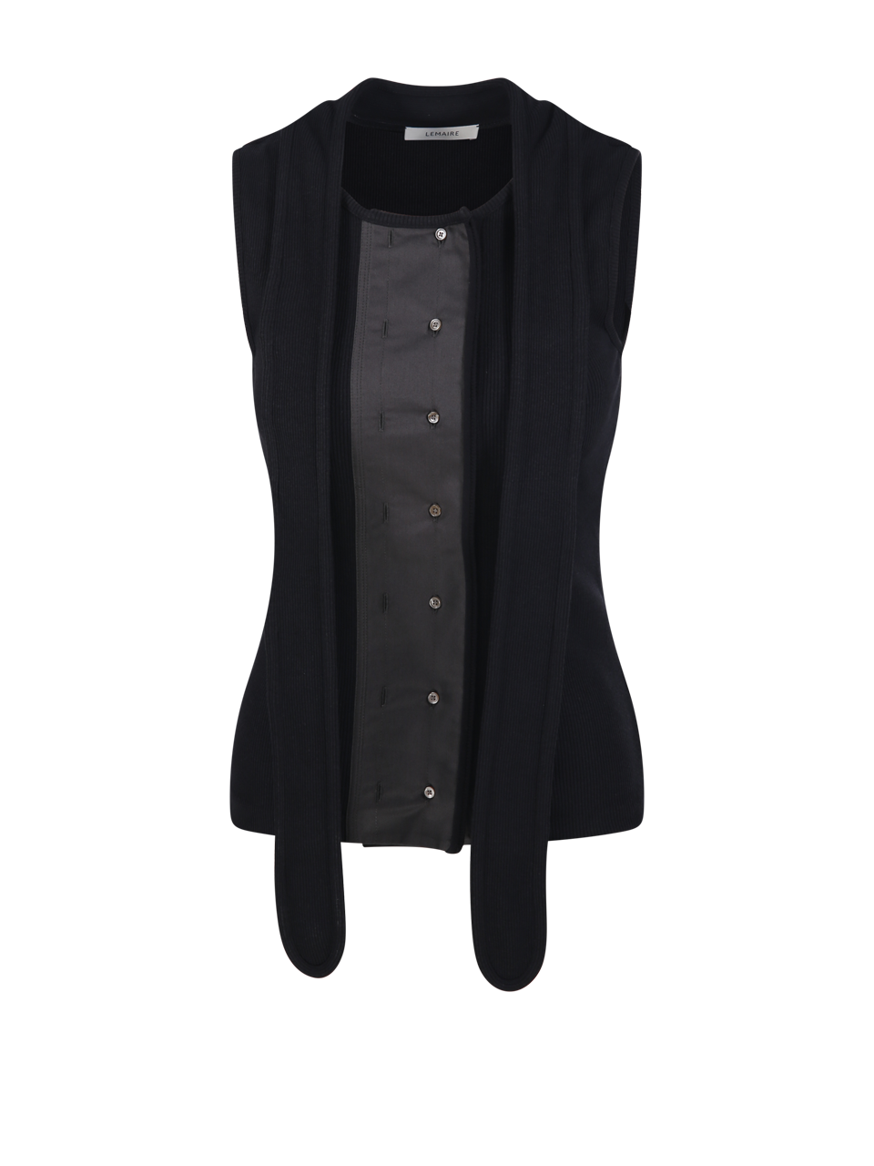 WOMAN LEMAIRE BLACK COTTON ASYMMETRICAL FITTED TOP